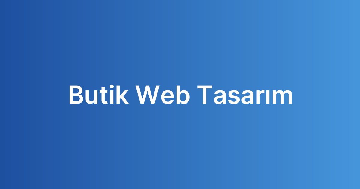 Butik Web Tasarım