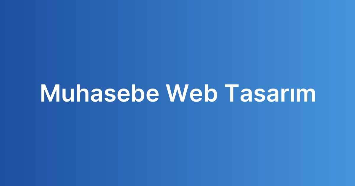 Muhasebe Web Tasarım