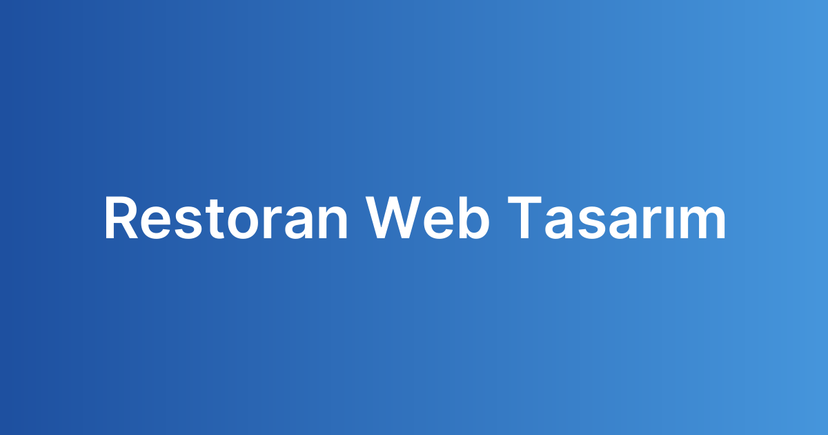 Restoran Web Tasarım