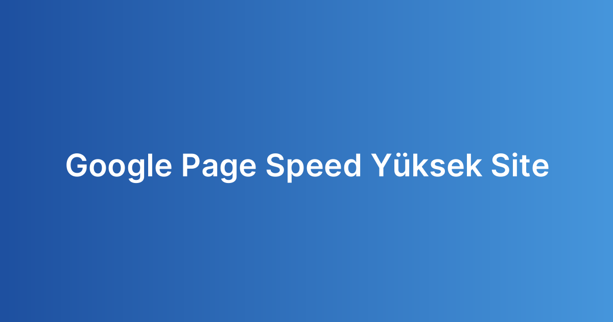 Google Page Speed Yüksek Site