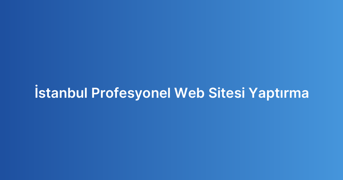 İstanbul Profesyonel Web Sitesi Yaptırma