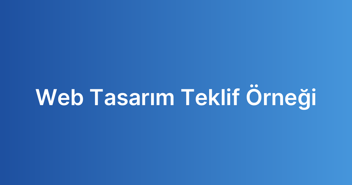 Web Tasarım Teklif Örneği